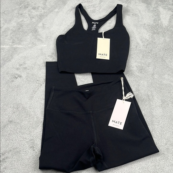 MATE the Label Pants - NEW MATE The Label XS Organic Cotton Stretch Black Tank,‎ Midi Cropped Leggings